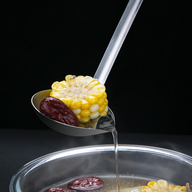 Stainless steel grease strainer ladle for separating oil from soups