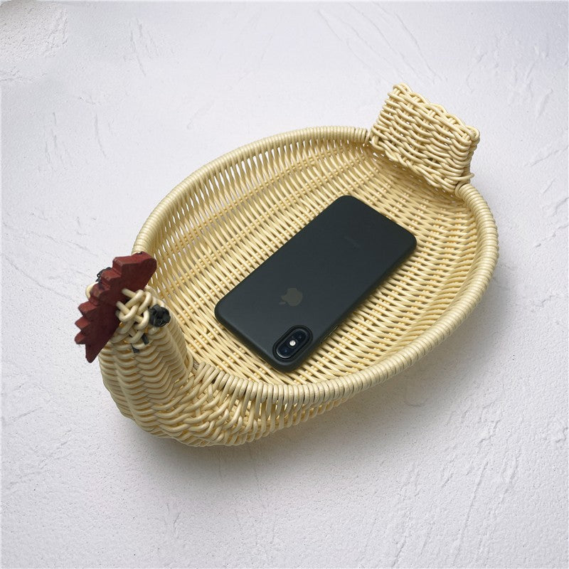 Rattan catchall tray for keys and everyday items