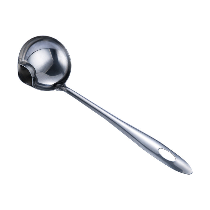 Stainless steel grease strainer ladle for separating oil from soups