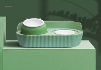 Ceramic pet feeding bowls set