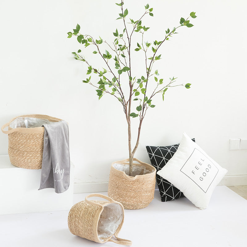 Handmade rattan basket for plants and storage