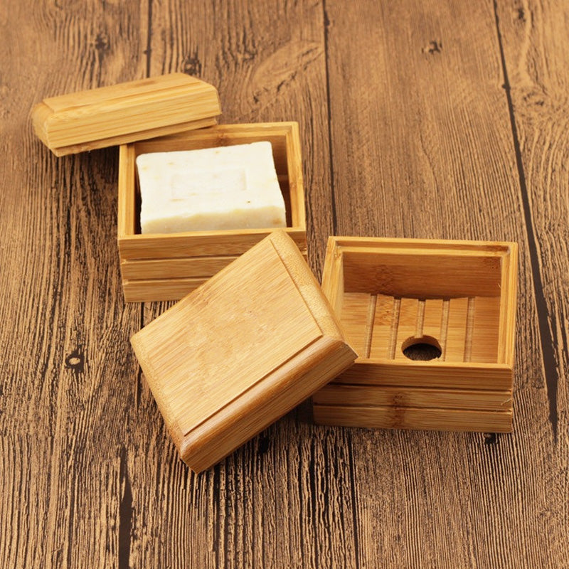 Bamboo soap travel box for solid soap storage