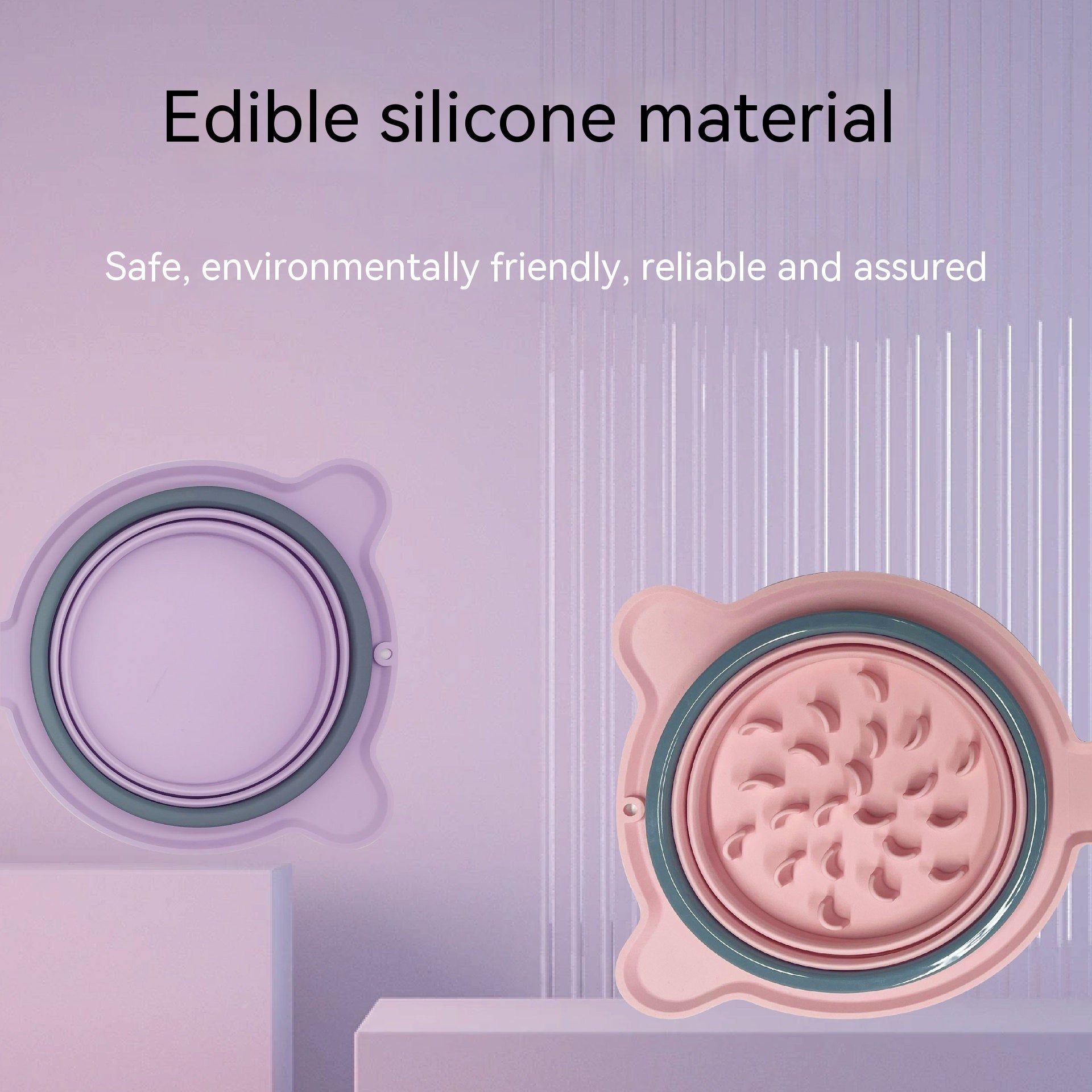 Foldable silicone double pet bowl for travel and outdoor feeding