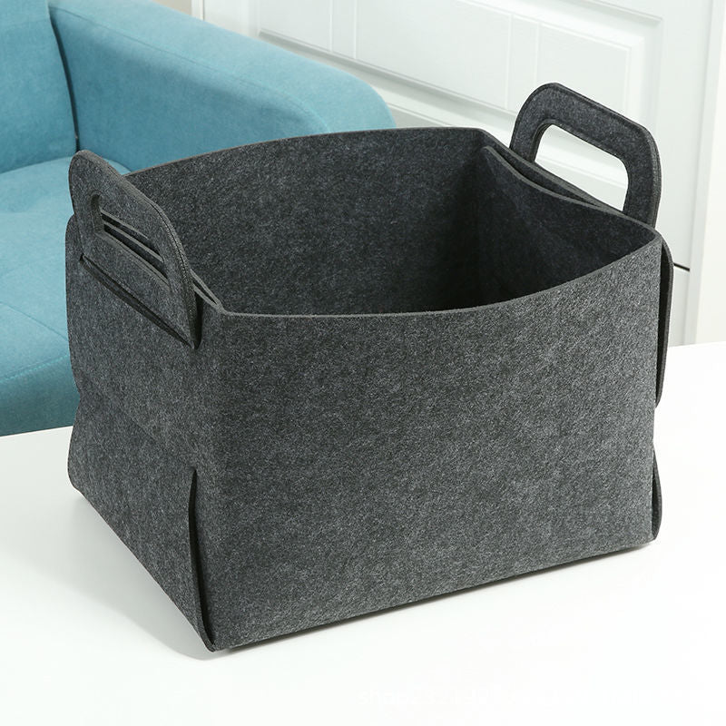 Foldable felt storage basket for travel use