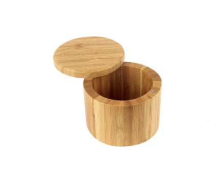 Round bamboo spice box for kitchen storage