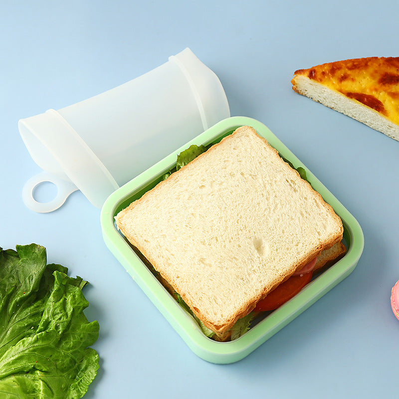 Portable silicone lunch box for sandwiches and everyday meals