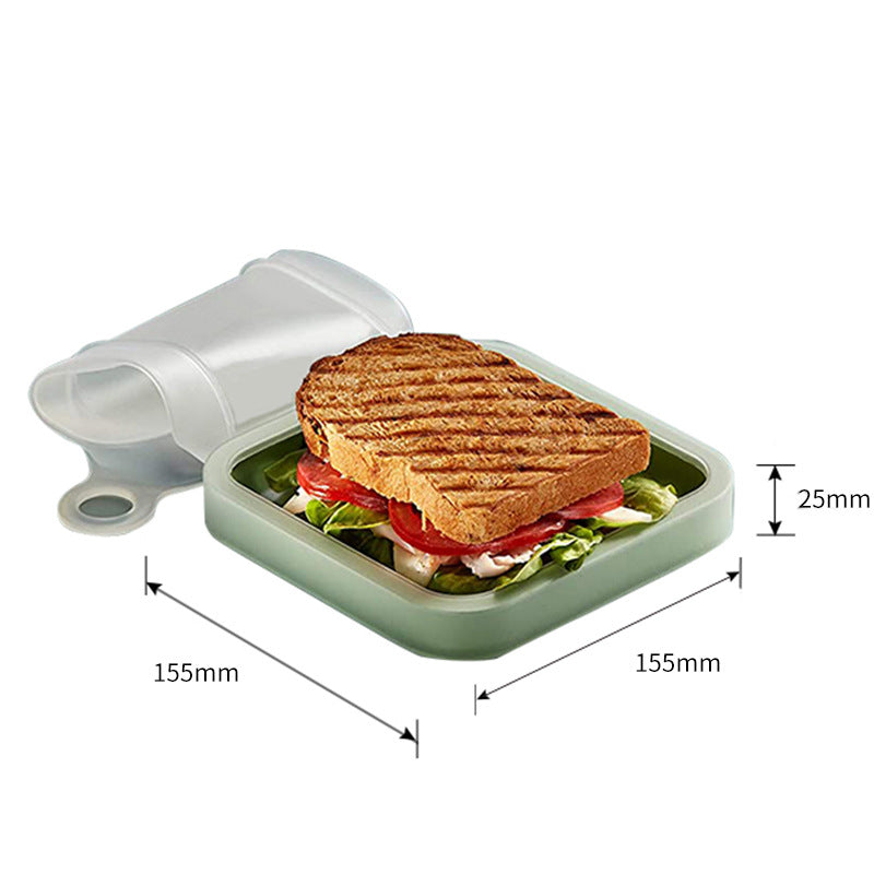 Portable silicone lunch box for sandwiches and everyday meals