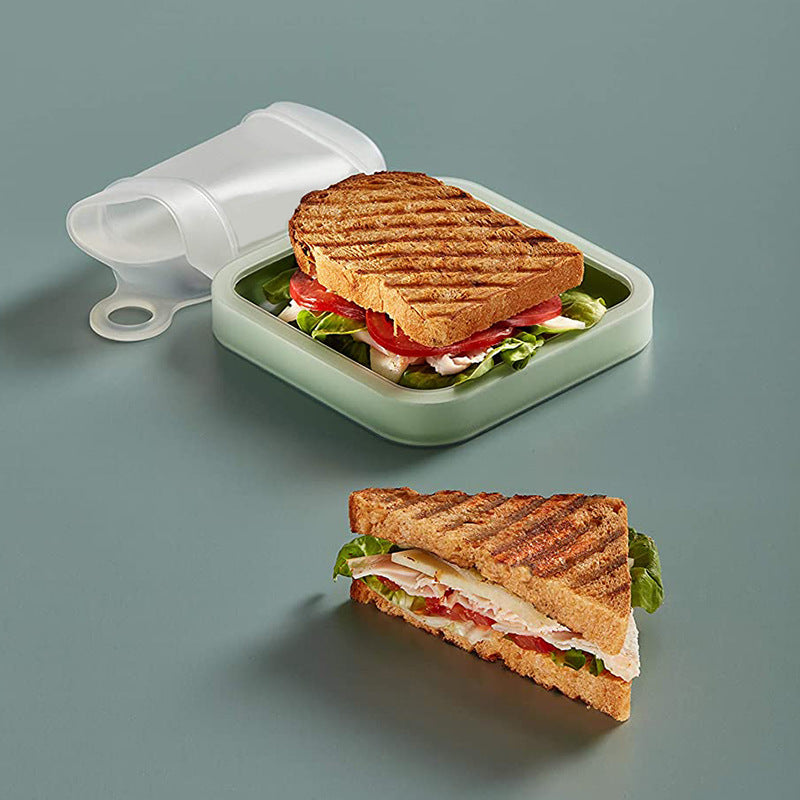 Portable silicone lunch box for sandwiches and everyday meals