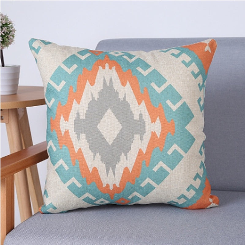 Linen geometric cushion cover for sofa and home decor