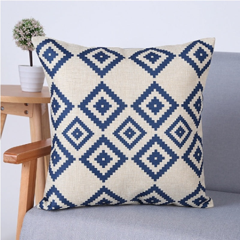 Linen geometric cushion cover for sofa and home decor
