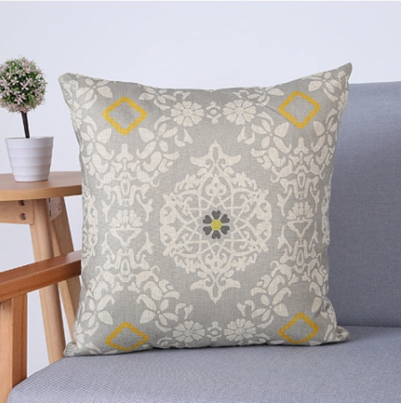 Linen geometric cushion cover for sofa and home decor