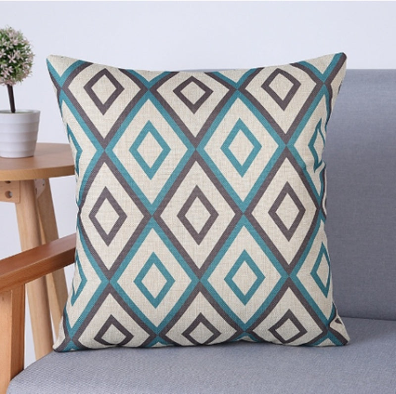 Linen geometric cushion cover for sofa and home decor