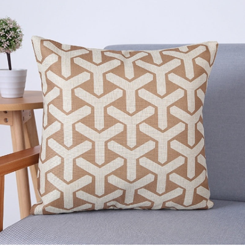 Linen geometric cushion cover for sofa and home decor