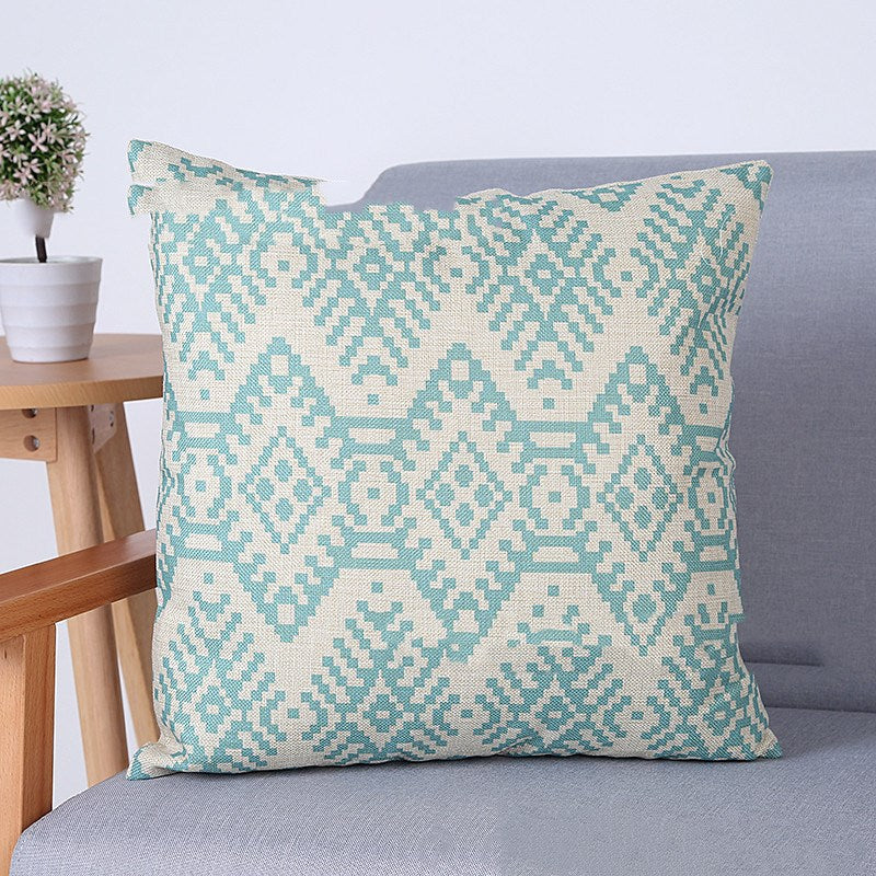 Linen geometric cushion cover for sofa and home decor