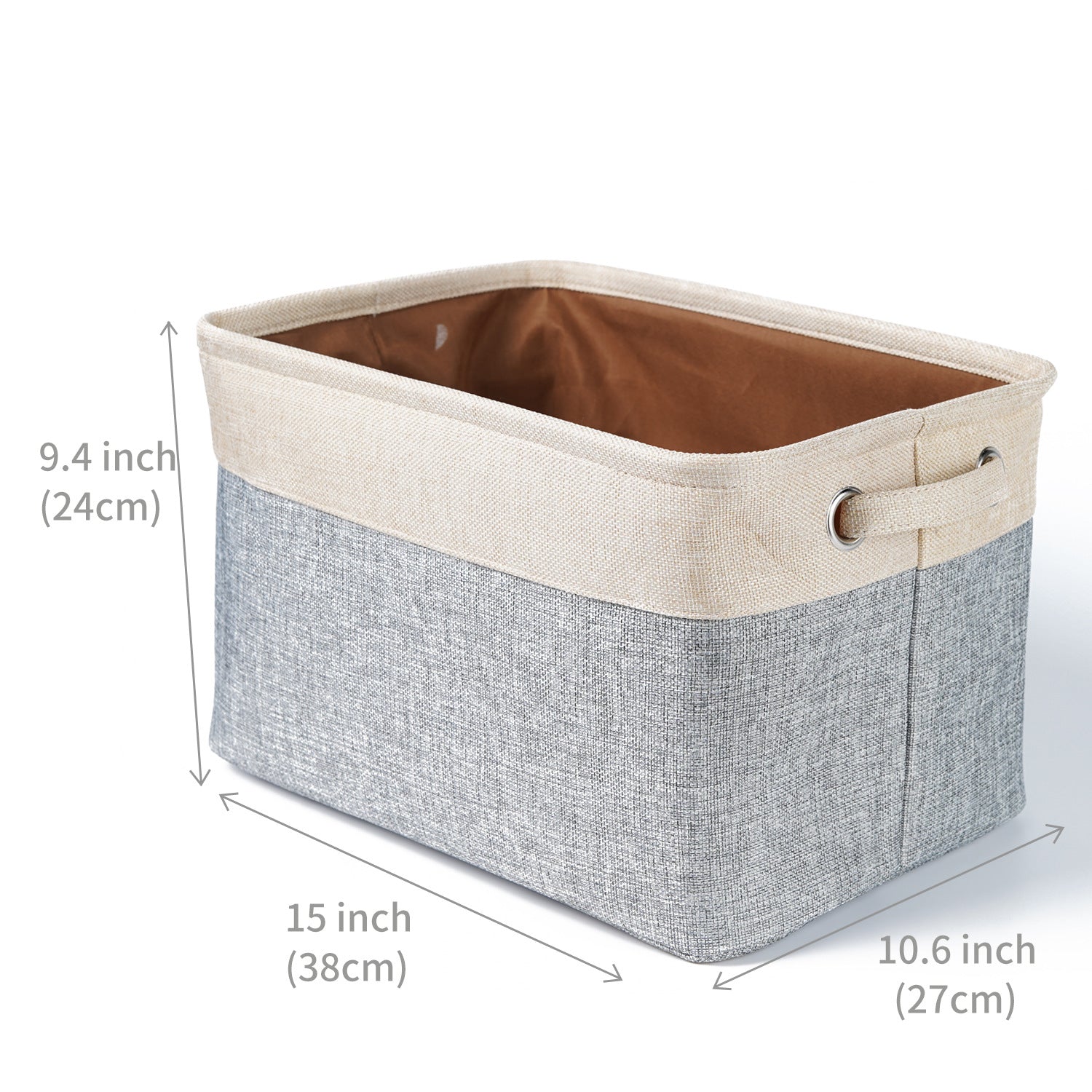 Foldable cotton linen storage basket for home use