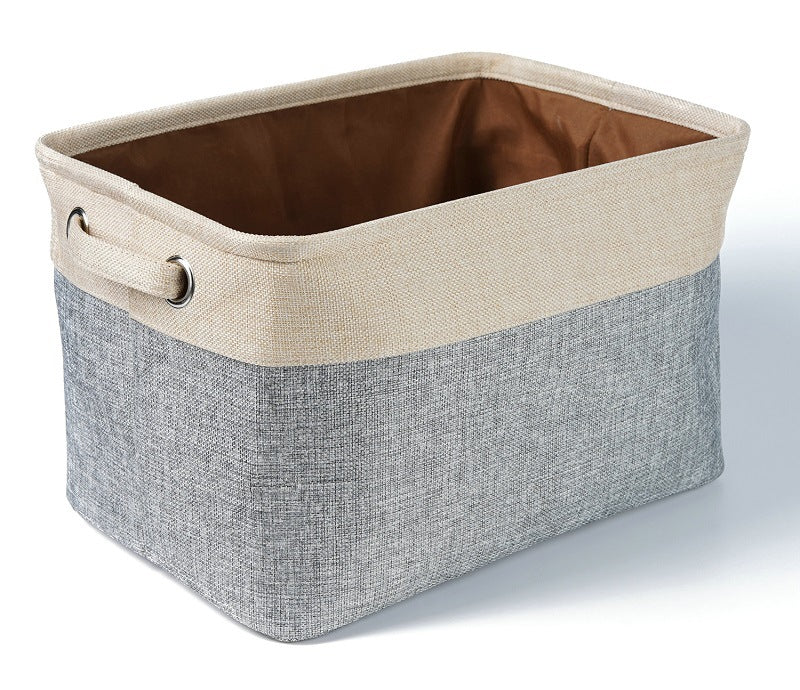 Foldable cotton linen storage basket for home use