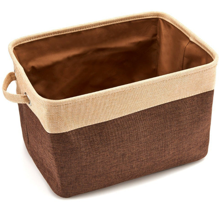 Foldable cotton linen storage basket for home use