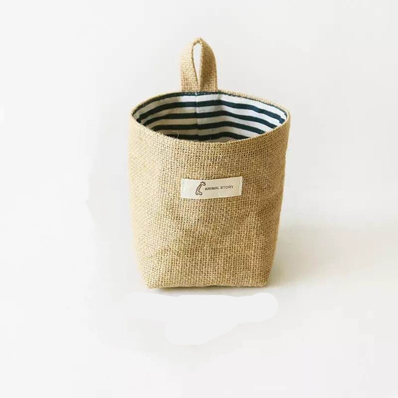 Cotton linen wall hanging magazine holder