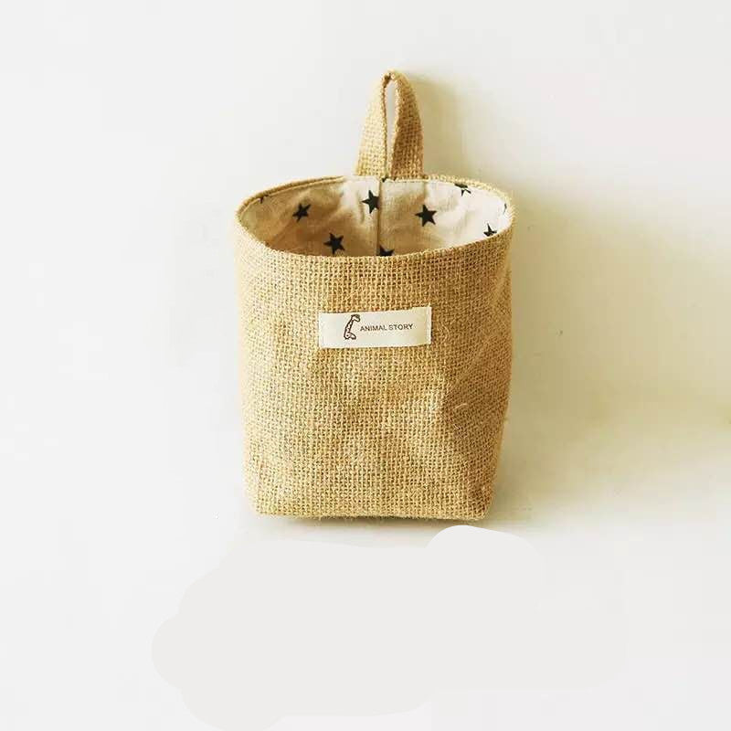Cotton linen wall hanging magazine holder