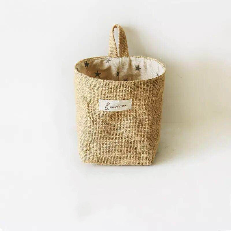 Cotton linen wall hanging magazine holder