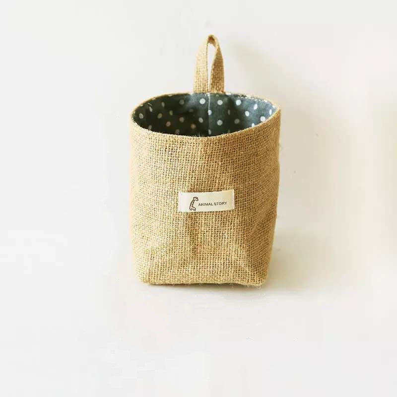 Cotton linen wall hanging magazine holder