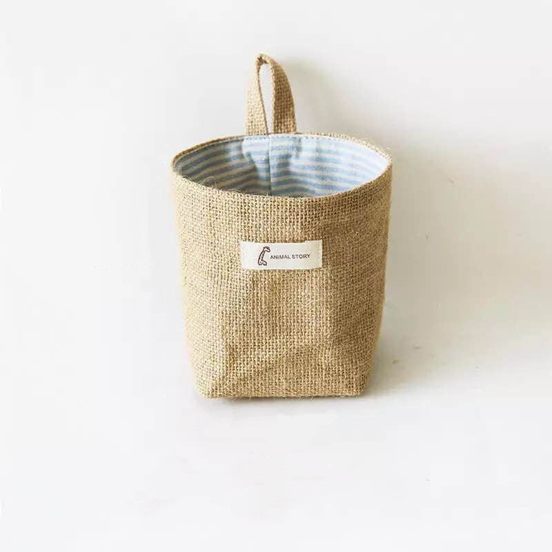 Cotton linen wall hanging magazine holder