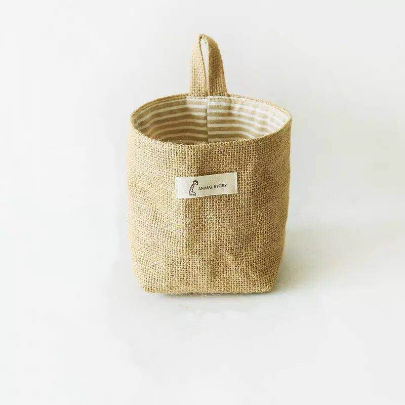 Cotton linen wall hanging magazine holder