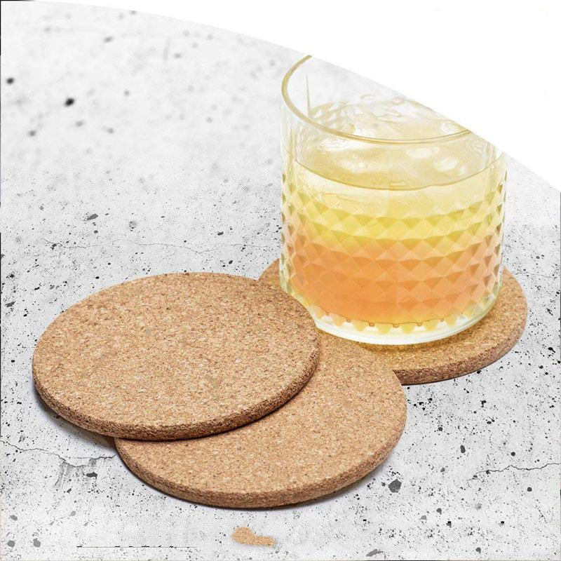 Eco-Cork - 16pc Natural Cork Coasters with Stylish Metal Holder