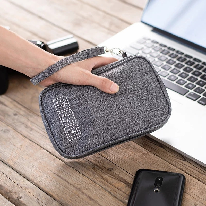 Tech organizer pouch for cables and electronic accessories