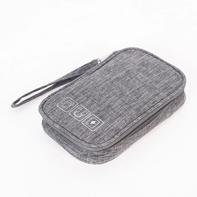 Tech organizer pouch for cables and electronic accessories