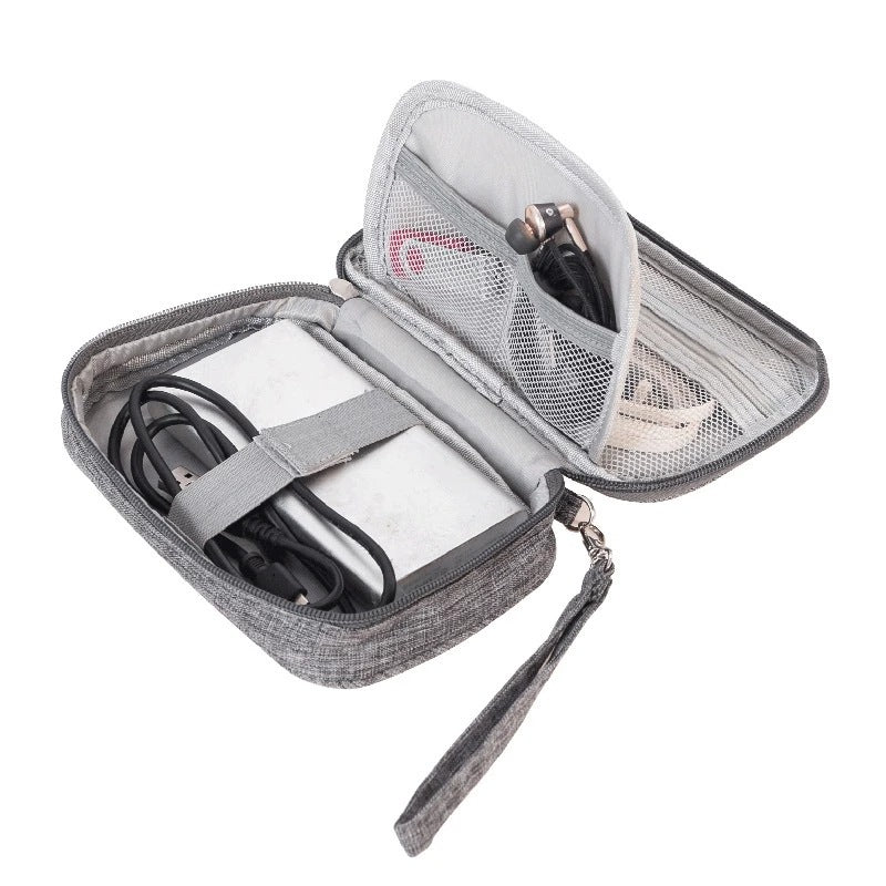 Tech organizer pouch for cables and electronic accessories