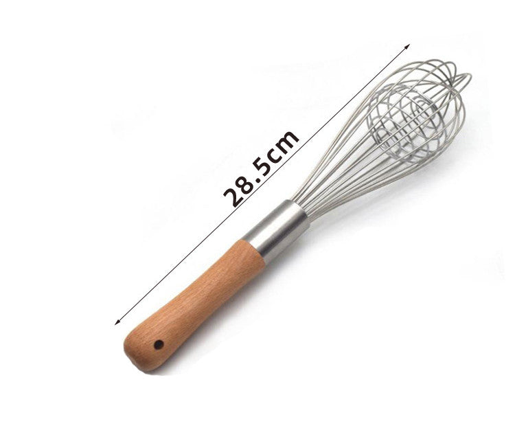 Wooden handle stainless steel whisk for kitchen mixing