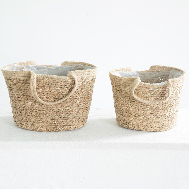 Handmade rattan basket for plants and storage