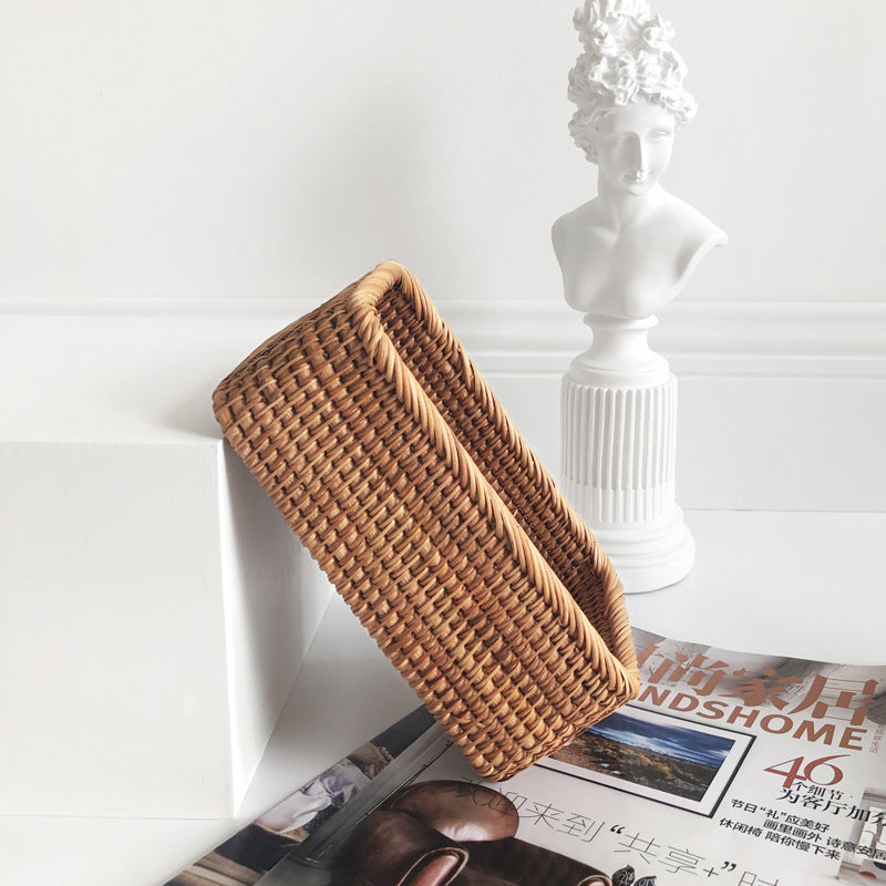 Natural rattan storage basket for home organisation