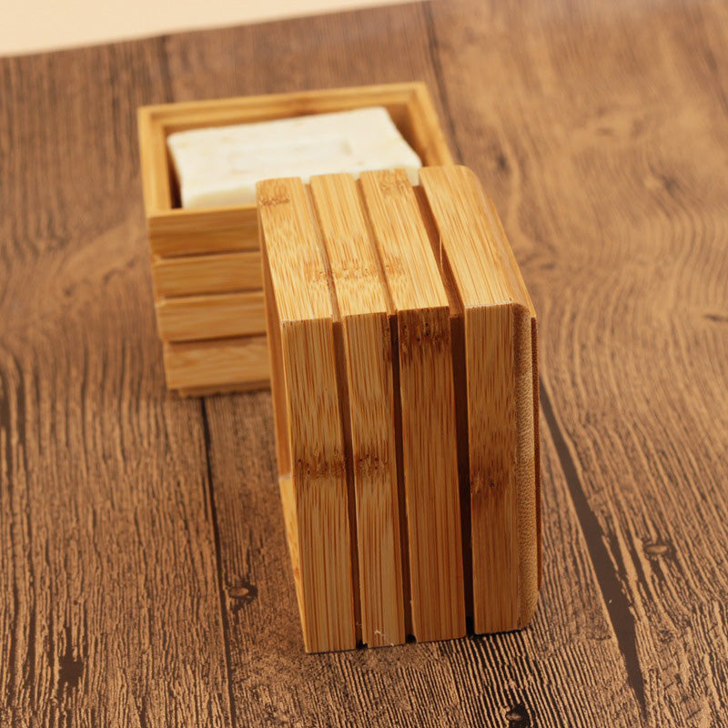 Bamboo soap travel box for solid soap storage