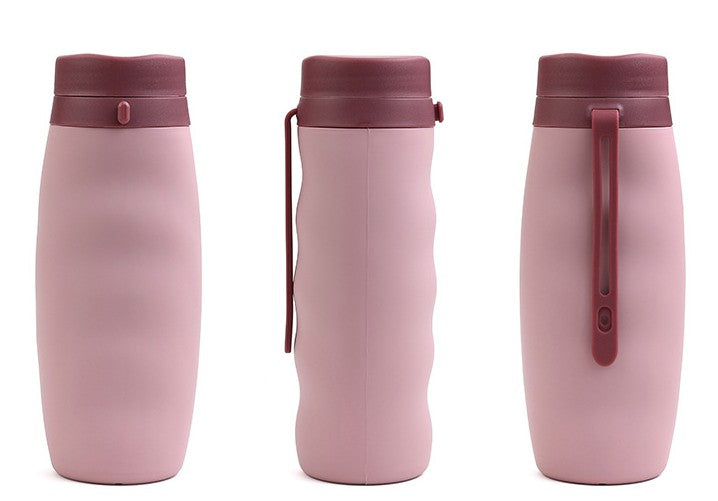 Collapsible silicone travel water bottle