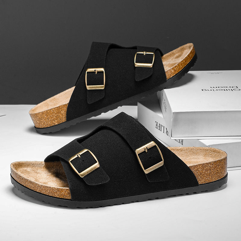 Men’s Cork Suede Slip-On Sandals