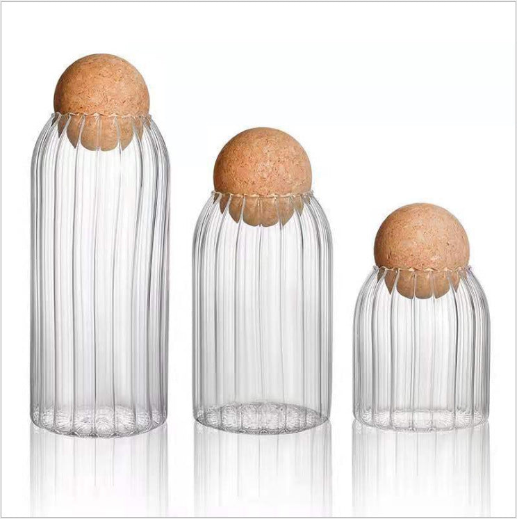 Borosilicate glass storage jars with cork lids