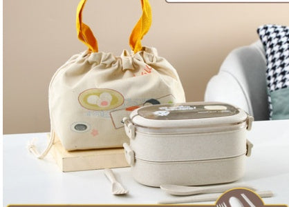 Wheat straw composite microwaveable bento box for daily meals