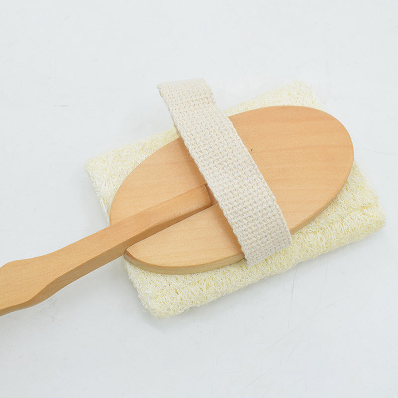 Wooden long handle bath loofah brush