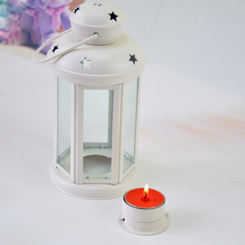 Wrought iron outdoor candle lantern