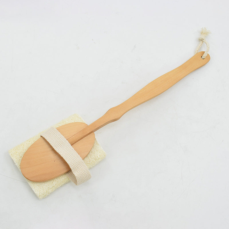 Wooden long handle bath loofah brush