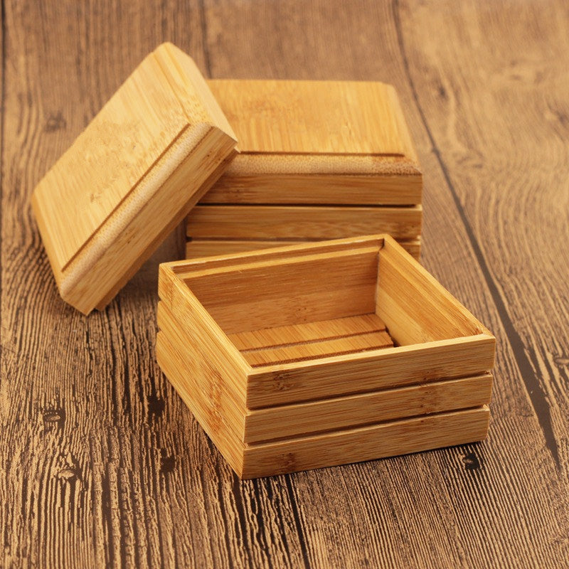 Bamboo soap travel box for solid soap storage