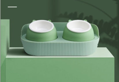 Ceramic pet feeding bowls set