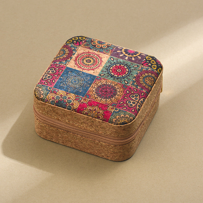 Cork travel jewelry storage box