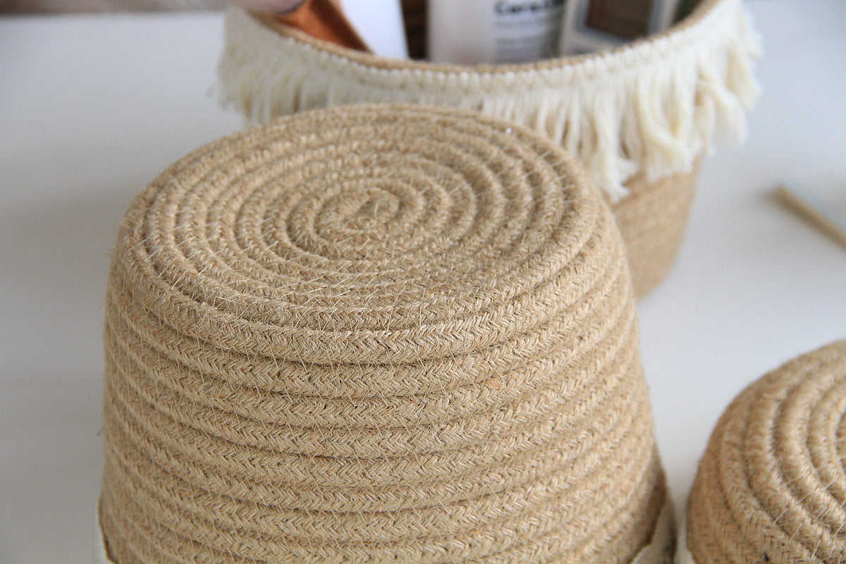 Natural jute storage basket for home organisation