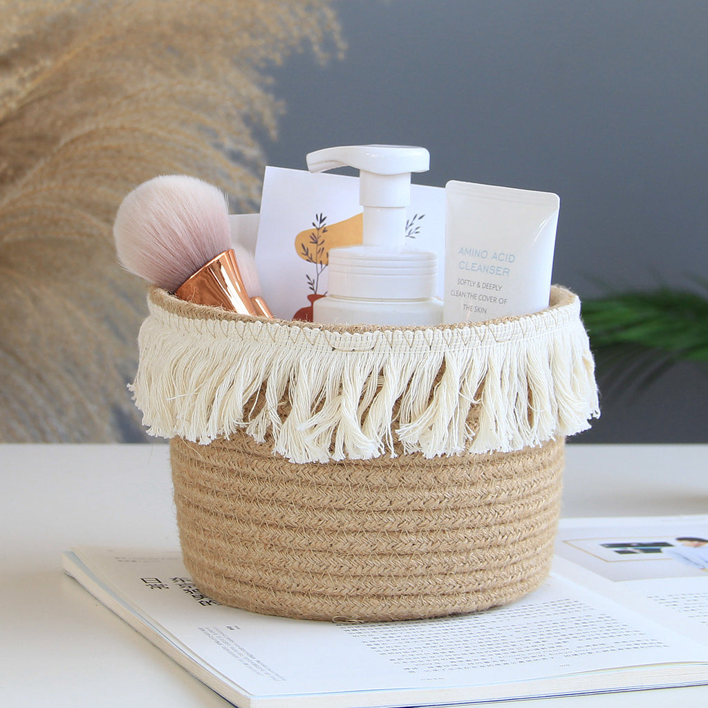 Natural jute storage basket for home organisation