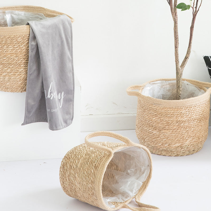 Handmade rattan basket for plants and storage