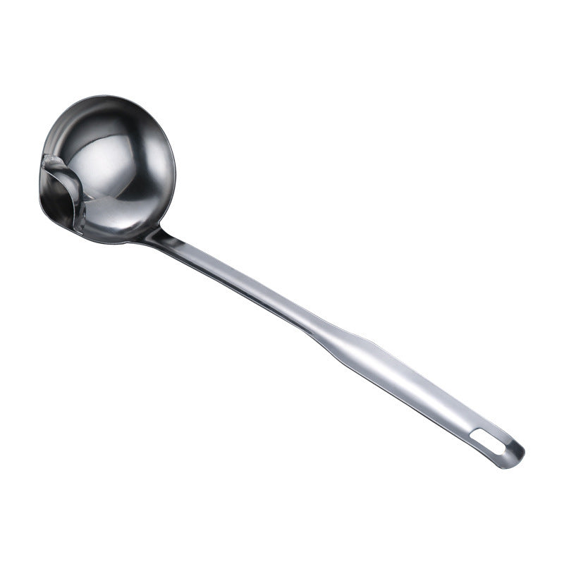 Stainless steel grease strainer ladle for separating oil from soups
