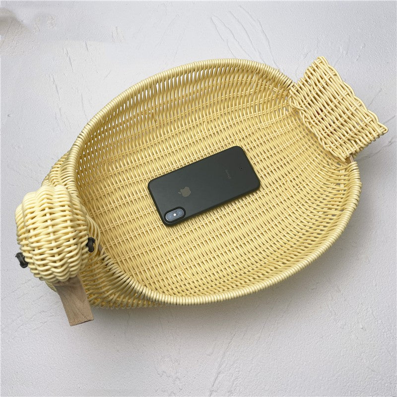 Rattan catchall tray for keys and everyday items